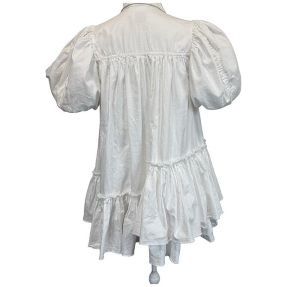AJE Ambience Puff Sleeve Shirt Dress In Pure White Size 4/US 0 - Picture 11 of 13